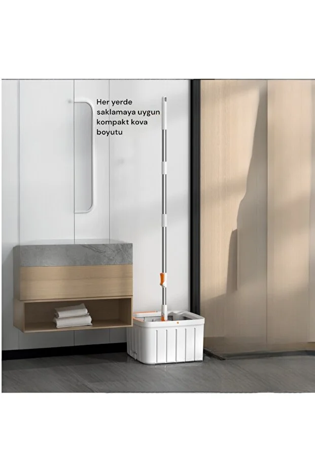 Otomatik Mop Temizlik Seti Temiz&kirli Su Ayrımı Mikrofiber Kare Başlık 2 Adet Bez